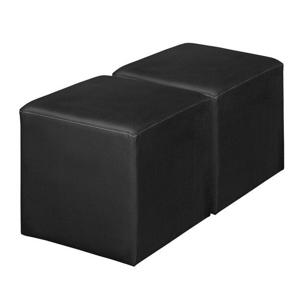 Regency Jean Square Vinyl Ottoman (Set of 2)- Black N6263BK2PK - main